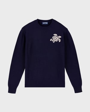 Vilebrequin - Men Crewneck Cotton And Cashmere Sweater Turtle - Pullover - Rayol - Blue - Size 4XL