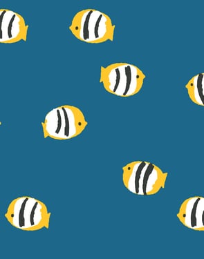 Rosa Fish' Wallpaper by Tea Collection - Cadet Blue - Traditional / 27 in. x 27 ft.