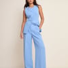 Blue Longline Crew Neck Waistcoat