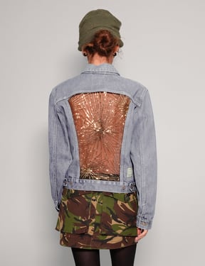 Party Back Denim Jacket in Light Blue