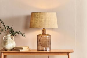 nkuku Edina Recycled Glass Table Lamp | Lamps | Small | Smoke Brown
