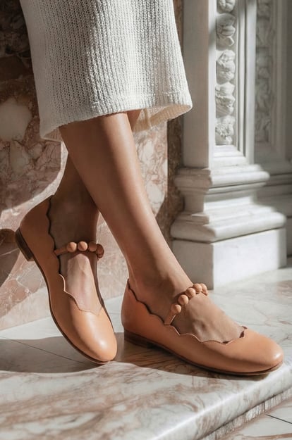 Solea Scalloped Mary Jane Flats