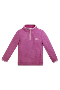 Weird Fish Archie Unisex Kids Eco 1/4 Zip Grid Fleece Raspberry Size 11-12