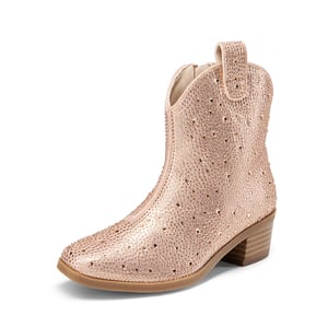 DREAM PAIRS Girls    Rhinestone Square Toe Cowgirl Boots