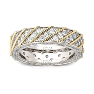 Jeulia Two Tone Diagonal Round Cut Sterling Silver Women's Wedding Band