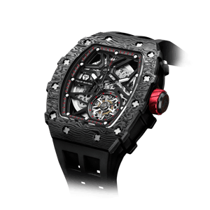 TSAR BOMBA Men's Luxury Tonneau Mechanical Sport Watch | Carbon Fiber Watch | Black | Elemental TB8209CF | Japanese Automatic Skeleton Movement | 10ATM Waterproof