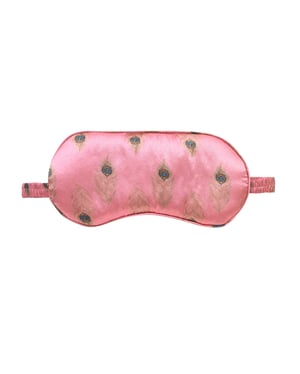 Eye Mask Satin Pink Gold Peacock - Pink