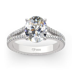 Jeulia Split Shank Oval Cut Sterling Silver Eternity Ring