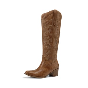 DREAM PAIRS Comfort Square toe Knee high Cowboy Boots