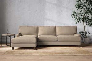 nkuku Marri Left Hand Chaise Sofa | Make To Order | Grand | Brera Linen Pebble