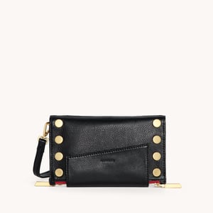 Hammitt Levy Black Brushed Gold Red Zip