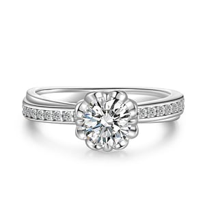 Jeulia Twist Flower Promise Ring Sterling Silver