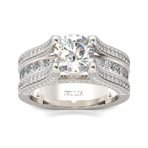 Jeulia Three Side Pave Round Cut Sterling Silver Ring