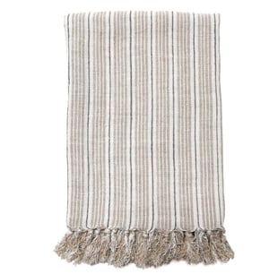 Newport Natural / Midnight Linen Throw Blanket