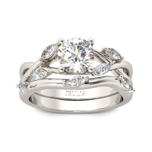 Jeulia Nature Inspired Round Cut Sterling Silver Ring Set