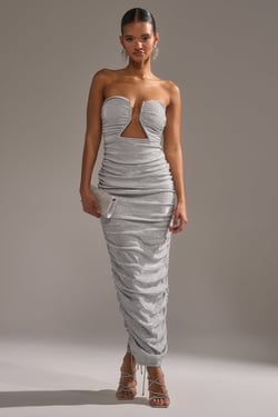 AKIRA Cant Get Enough Slinky Ruched Maxi Dress | Size 1X