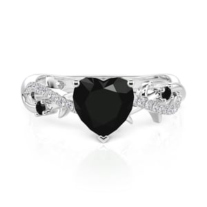 Jeulia Midnight Heart Promise Ring Sterling Silver