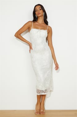 Style Sleek Lace Midi Dress White