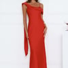 Whispered Flame Satin Maxi Dress Red
