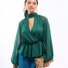 Sparkly Green Wrap Top - 8