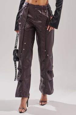 AKIRA The Best Plum Faux Leather Cargo Trouser Pants | Size 1X