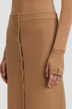 Victoria Beckham Button Midi Skirt In Camel - XL - Womens