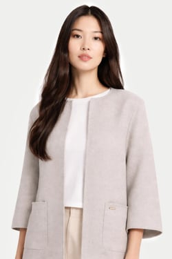 Patch Pocket Cashmere Poncho Jacket - One Size / dawn blue / WC0130-0828/0828