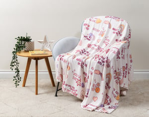 QE Home BeaYOUtiful Throw in You Are Beautiful, Scenic, GRS Certified, Pink