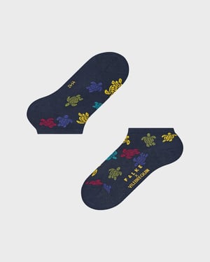 Vilebrequin - Men Sneaker Socks Rondes Des Tortues Multicolores - Vilebrequin X Falke - Socks - Socks3 - Blue - Size 41-42