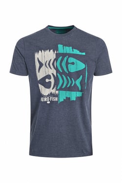 Weird Fish Double Fish Front Print Graphic T-Shirt Navy Size 2XL