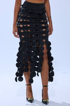 AKIRA Looking For Me Circle Cutout Skirt | Black | Size 1X