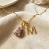 18ct Gold Vermeil Plated Opal Initial Necklace - E / Fine chain
