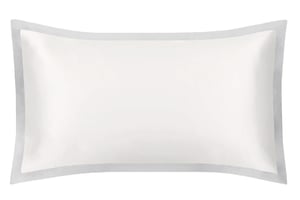 Ivory & Oyster Grey Oxford Pure Silk Pillowcase - Super King / Oxford - Oyster Grey