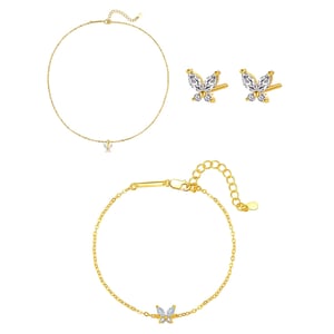 Gemstone Butterfly Jewelry Set Sterling Silver