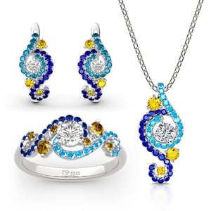 Jeulia "The Starry Night" Round Cut Sterling Silver Jewelry Set