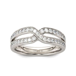 Jeulia Crossover Round Cut Sterling Silver Women's Band