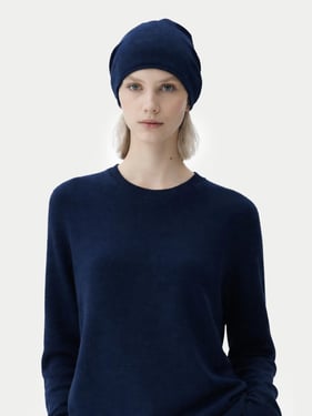 $99 Cashmere Hat & Sweater - 2XL / Navy / WK203/AK98-1479