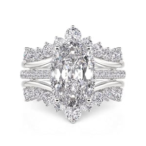 Jeulia Gorgeous Twist Inset Oval Puzzle Ring Set 2PCS