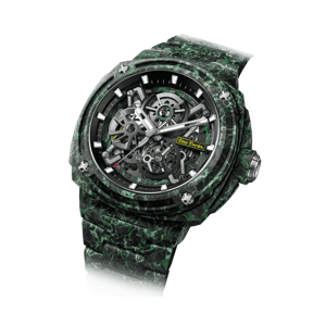TSAR BOMBA Men's Carbon Fiber Automatic Watch | Skeleton Mechanical | Green | Electron Series | Seiko NH72 Movement | 10ATM Waterproof