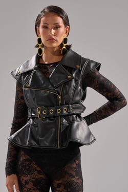 AKIRA Pep In My Step Leather Vest | Black | Size 1X
