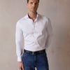 White Sateen Shirt with Muted Window Accent