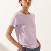 Stretch-Knit Bamboo Classic Basic Tee BELLE - Lavender / Crew Neck / L