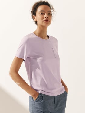 Stretch-Knit Bamboo Classic Basic Tee BELLE - Lavender / Crew Neck / XXL