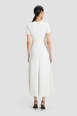 Victoria Beckham Blaire Midi Dress In Ivory - 16 - Womens