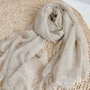 Wool Tencel Solid Ruched Lightweight Scarf - Light Brown / One Size