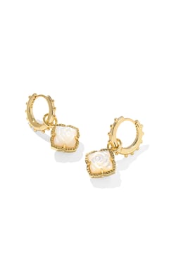 Mallory Rose Gold Huggie Earrings Ivory Mother Of Pearl