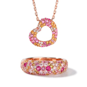 Jeulia "Donuts of Love" Multicolor Heart Sterling Silver Jewelry Set
