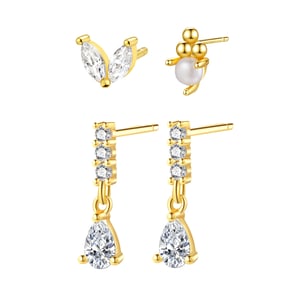 Gemstone and Pearl Earring Set Sterling Silver