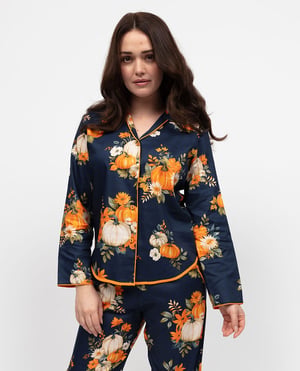 Auburn Womens Pumpkin Print Pyjama Top - 28