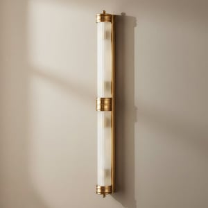 Rodtastic IP44 wall light in brass and frosted glass